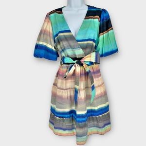 MARIE OLIVER Dress‎ NWT SIZE 8 Callie Silk Blend Belted Mini in Santa Fe Stripe
